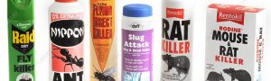 Editorial use only  
Domestic pesticides. Selection of products used to kill and control household pests.